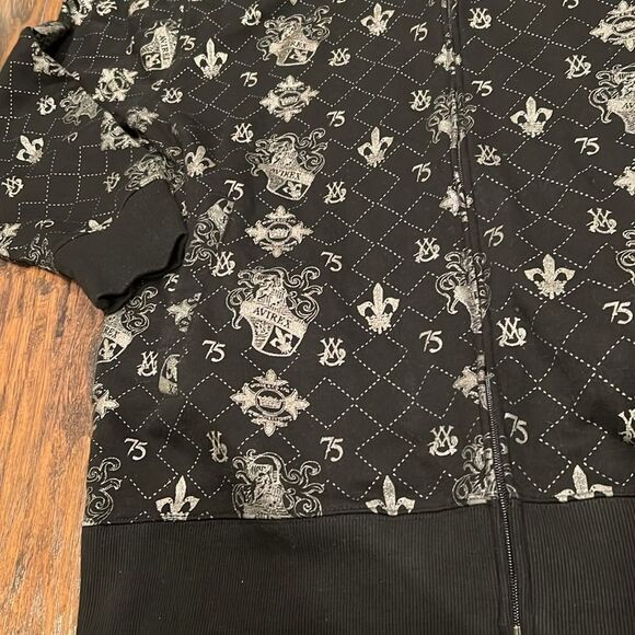VTG Avirex all over print silver logo full zip sweatshirt size XL rare in EUC - Picture 7 of 14